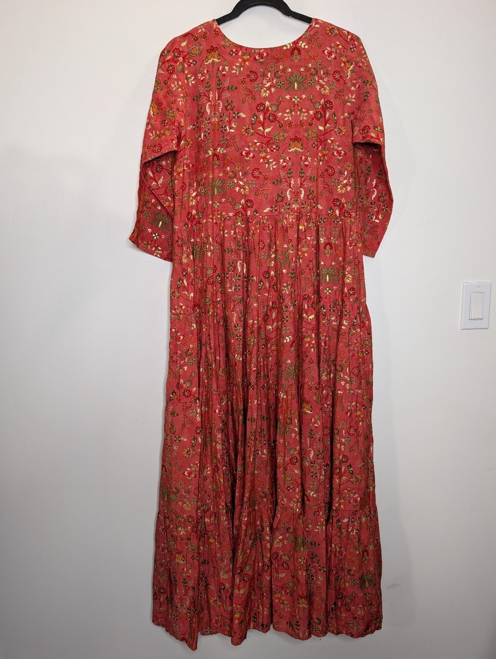 Prisha Pink Floral Mirror Embellished Tiered Maxi Dress XL - Picture 4 of 4